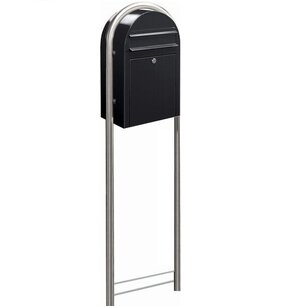 Brievenbus Bobi Classic S structuurzwart  + statief RVS