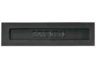 Antiek zwarte brievenbusklep: BRIEVEN (32,8x8,2cm)