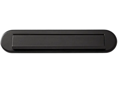 Mat zwarte brievenbusklep ovaal RVS (35x7,3cm)