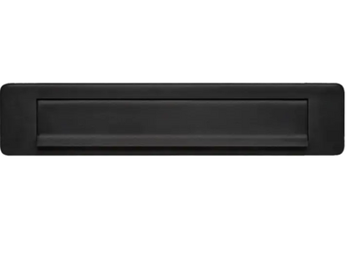 Mat zwarte brievenbusklep rechthoek RVS (35x7,3cm)