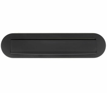 Brievenbusklep ovaal messing mat zwart  (33x8cm)