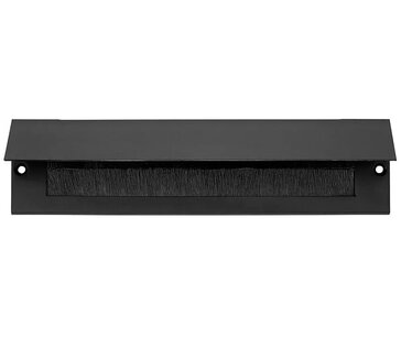 Mat zwarte tochtwering met brievenbusklep rechthoek RVS (33x8cm)