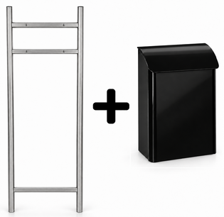 Brievenbus Deventer zwart glans + RVS brievenbuspalen