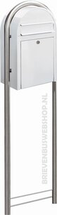 Brievenbus Bobi Classic S wit + statief RVS Brievenbus Bobi Classic S wit + statief RVS