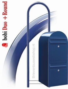 Brievenbus Bobi Duo donkerblauw RAL 5003 + statief round RAL 5003 Brievenbus Bobi Duo donkerblauw RAL 5003 + statief round RAL 5003