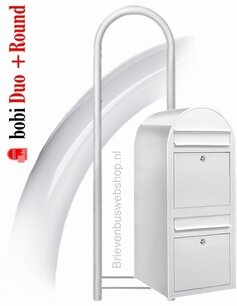 Brievenbus Bobi Duo wit RAL 9016 + statief round RAL 9016 Brievenbus Bobi Duo wit RAL 9016 + statief round RAL 9016