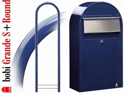 Brievenbus Bobi Grande S donkerblauw RAL 5003 + statief round RAL 5003 Brievenbus Bobi Grande S donkerblauw RAL 5003 + statief round RAL 5003