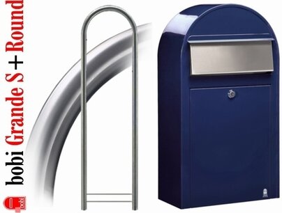 Brievenbus Bobi Grande S donkerblauw RAL 5003 + statief round RVS Brievenbus Bobi Grande S donkerblauw RAL 5003 + statief round RVS