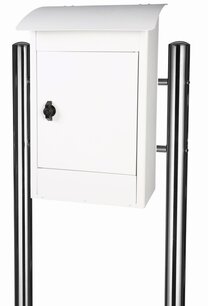 Grote brievenbus Zandvoort wit mat + statief RVS 