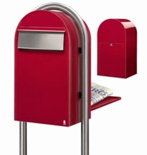 Brievenbus Bobi Grande B rood + statief round RVS Brievenbus Bobi Grande B rood + statief round RVS