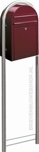 Brievenbus Bobi Classic donkerrood + statief RVS Brievenbus Bobi Classic donkerrood + statief RVS