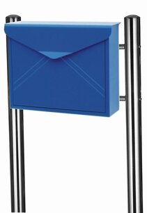 Envelop brievenbus blauw + statief RVS Envelop brievenbus blauw + statief RVS