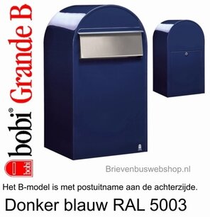 Brievenbus Bobi Grande B donkerblauw RAL 5003 Brievenbus Bobi Grande B donkerblauw RAL 5003