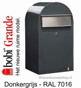 Brievenbus Bobi Grande donkergrijs RAL 7016 Brievenbus Bobi Grande donkergrijs RAL 7016