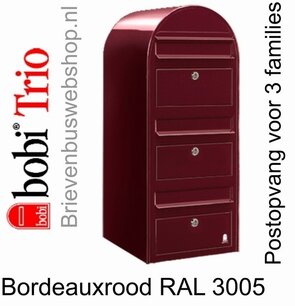 Brievenbus Bobi Trio bordeauxrood RAL 3005 Brievenbus Bobi Trio bordeauxrood RAL 3005
