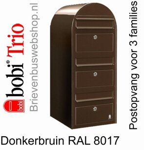 Brievenbus Bobi Trio donkerbruin RAL 8017 Brievenbus Bobi Trio donkerbruin RAL 8017