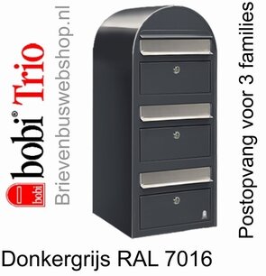Brievenbus Bobi Trio donkergrijs RAL 7016 Brievenbus Bobi Trio donkergrijs RAL 7016