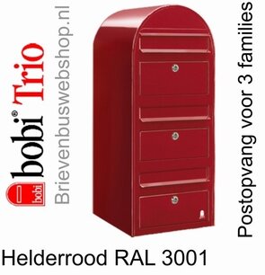 Brievenbus Bobi Trio helderrood RAL 3001 Brievenbus Bobi Trio helderrood RAL 3001