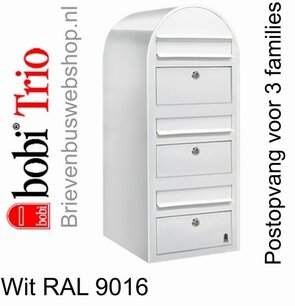 Brievenbus Bobi Trio wit RAL 9016 Brievenbus Bobi Trio wit RAL 9016
