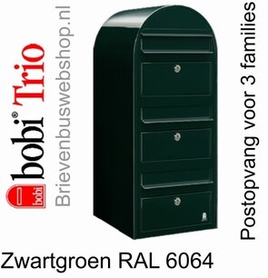 Brievenbus Bobi Trio zwartgroen RAL 6064 Brievenbus Bobi Trio zwartgroen RAL 6064