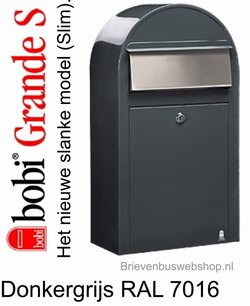 Brievenbus Bobi Grande S donkergrijs RAL 7016 Brievenbus Bobi Grande S donkergrijs RAL 7016