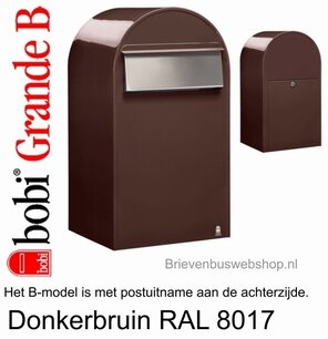 Brievenbus Bobi Grande B donkerbruin RAL 8017 Brievenbus Bobi Grande B donkerbruin RAL 8017