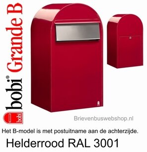 Brievenbus Bobi Grande B helderrood RAL 3001 Brievenbus Bobi Grande B helderrood RAL 3001