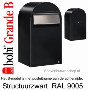 Brievenbus Bobi Grande B structuurzwart RAL 9005 Brievenbus Bobi Grande B structuurzwart RAL 9005