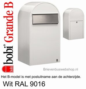 Brievenbus Bobi Grande B wit RAL 9016 Brievenbus Bobi Grande B wit RAL 9016