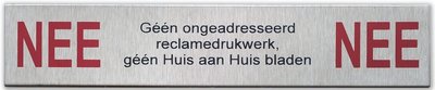 rvs bordje nee/nee reclame