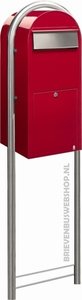 Brievenbus Bobi Jumbo rood RAL 3001 + statief round RVS