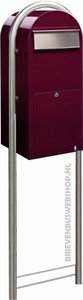 Brievenbus Bobi Jumbo donkerrood RAL 3005 + statief round RVS