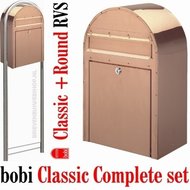 Zeer-exclusieve-brievenbus-Bobi-Classic-koper-+-statief-round-RVS