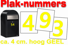 Plaknummers geel 4cm