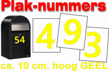 Plaknummers geel 10cm