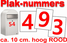 Plaknummers rood 10cm