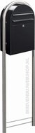 Brievenbus-Bobi-Classic-S-structuurzwart-RAL-9005-+-statief-round-RVS