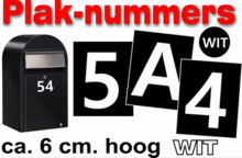 Plaknummers wit 6cm