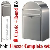 Brievenbus-Bobi-Classic-RVS-+-statief-round-RVS