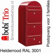 Brievenbus Bobi Trio helderrood RAL 3001