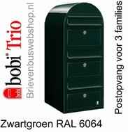 Brievenbus Bobi Trio zwartgroen RAL 6064