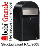 Brievenbus Bobi Grande structuurzwart RAL 9005