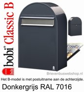 Brievenbus Bobi Classic B donkergrijs RAL 7016 met RVS Klep 