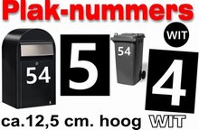 Plaknummers wit 12,5cm